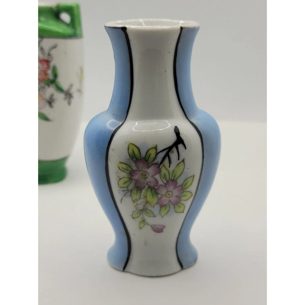 Vtg Miniature Vase Japan Ceramic Shelf Decor Mini Floral